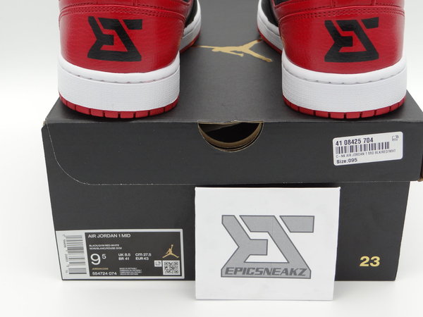 43 EU Nike Air Jordan 1 Mid Banned - Epicsneakz - Custom (2020),554724-074  Sneaker Herrenschuhe