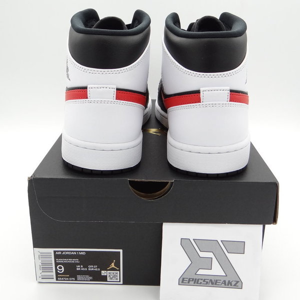 42,5 EU Nike Air Jordan 1 Mid Black Chile Red White (2021),554724-075 Limited  Sneaker Herren